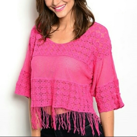 Tops - FUSHCIA CROCHET TOP